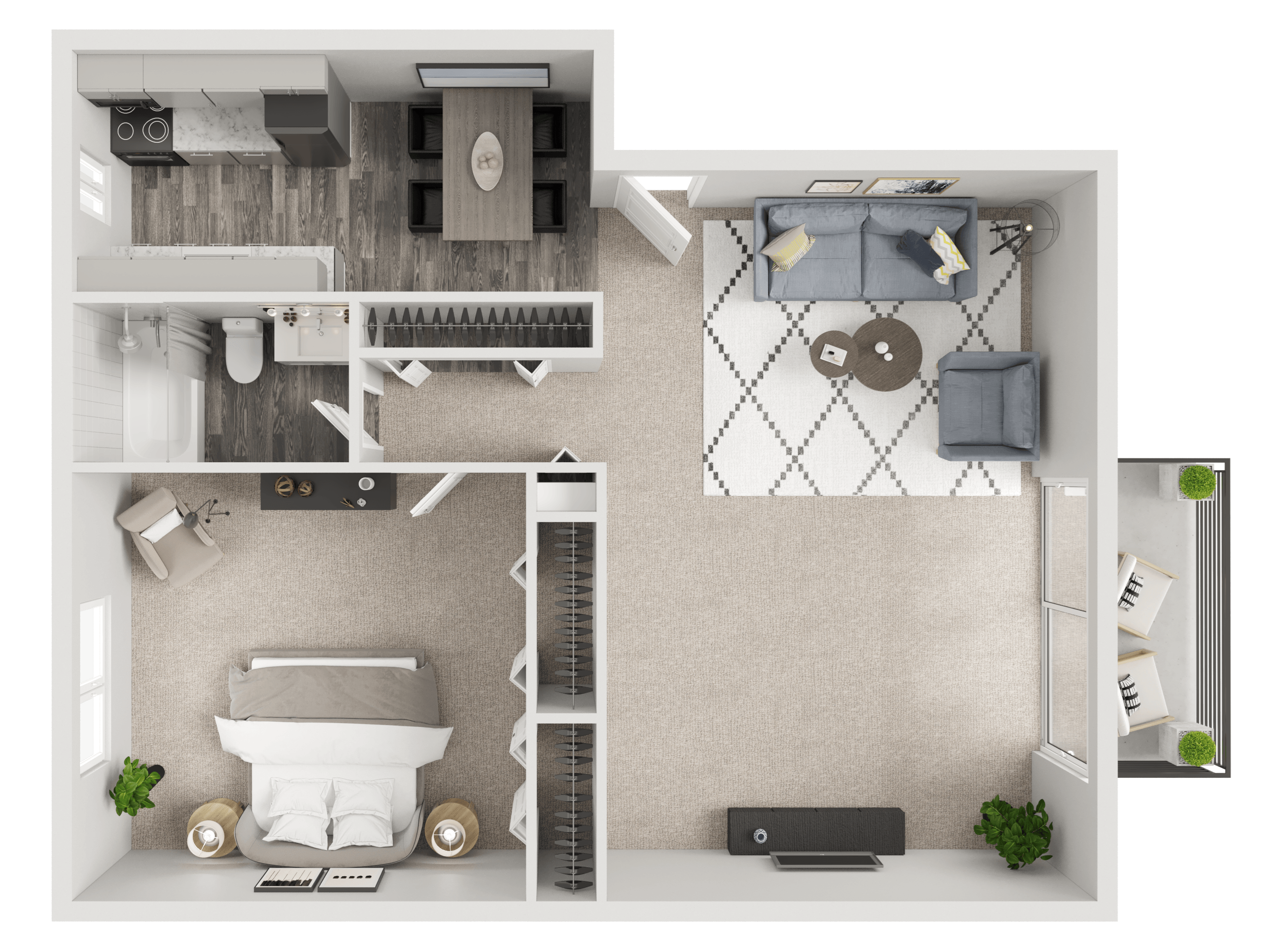 One Bedroom One Bath floor plan
